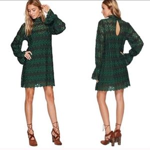 FREE PEOPLE Women's Simone Lace Mini Dress Green